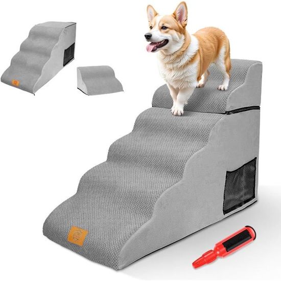 Escalier Pour Chien 6 Marches En Mousse Haute Densité, Échelle Combinée Pour Chien, Escaliers