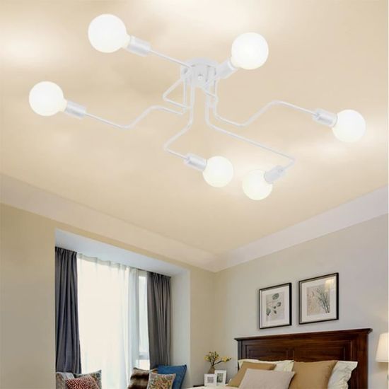 Lustre Araignée Lampe 6 Branches Suspension Industrielle Vintage DIY