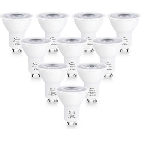Victoper Lot De 10 Ampoules LED GU10, 7 W, 600 Lm, 5000 K, Blanc