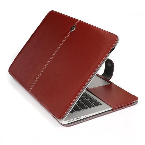 Étui Housse MacBook Air 13 Pouce Coque Modèle A1932 (Neuf 2018 Version)  Luxe Rétro Antichoc PU Cuir -Noir - Cdiscount Informatique