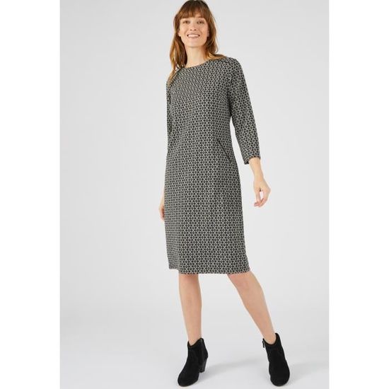Robe Damart Robe housse en maille jacquard Noir Blanc Jacquard