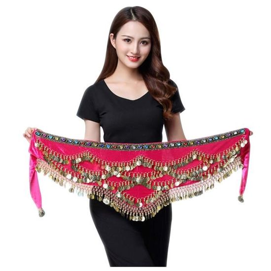 Ensemble Femme Maxi Robe Jupe + Gilet à Pompons Paillettes - Costume De Danse Du Ventre (belly Dance) - Tenue De Fête Ou Noël