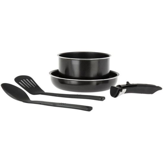 Batterie Cuisine SITRAM Arpège 7 Pièces - Inox Anti-Adhésif - Poêles Et Casseroles - Compatible Induction - Manche Amovible