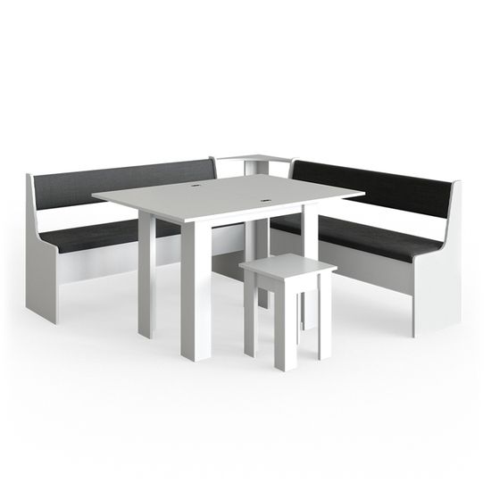 Groupe de banquettes d'angle Roman, Noir, 180 x 180 cm avec table