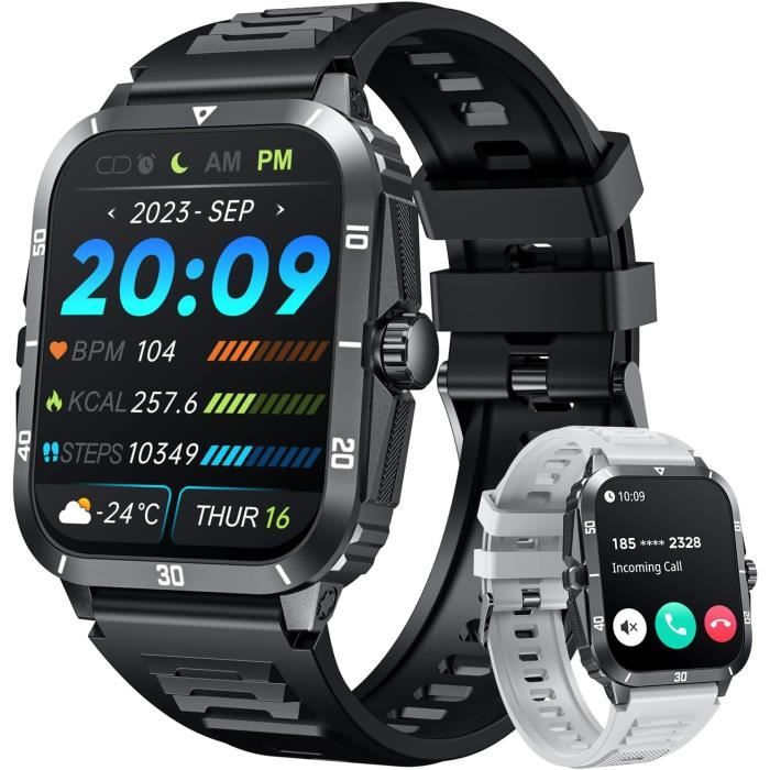 Montre Connectée Homme FOXBOX - Écran AMOLED 1.62" - 110+ Sports - Appels Bluetooth - Étanche 3ATM - Autonomie 30 Jours - Noir