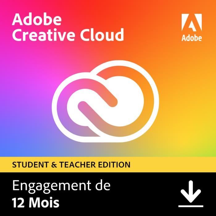 Adobe Creative Cloud all Apps - Etudiants et Enseignants - Licence 1 an - 1 poste - A télécharger