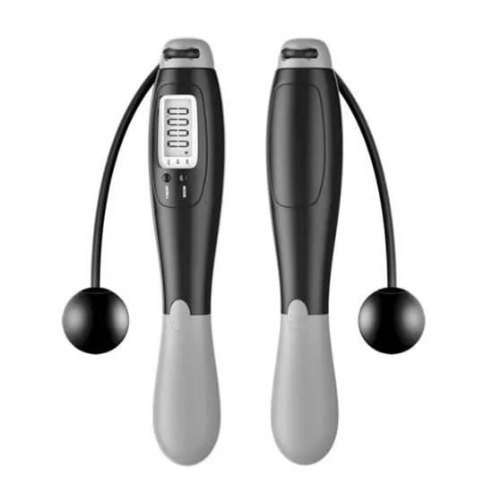 Corde à sauter électronique sans fil d'exercice de fitness professionnel - noir et gris