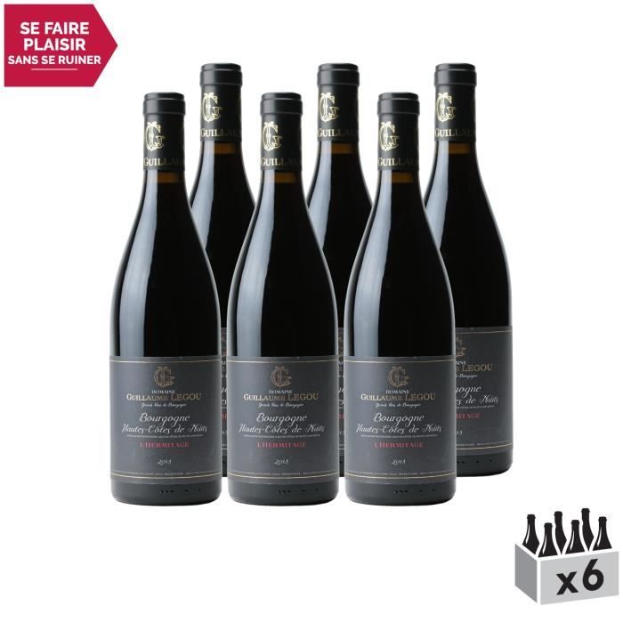 Bourgogne Hautes Côtes de Nuits L'Hermitage Rouge 2018 - Lot de 6x75cl - Domaine Guillaume Legou - Vin AOC Rouge de Bourgogne -