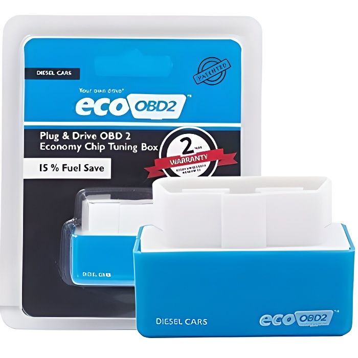 Plug & Drive Eco Nitro OBD2, Boîte de Réglage de la Puce OBDII Performance pour Performances du Moteur de Voitures Diesel