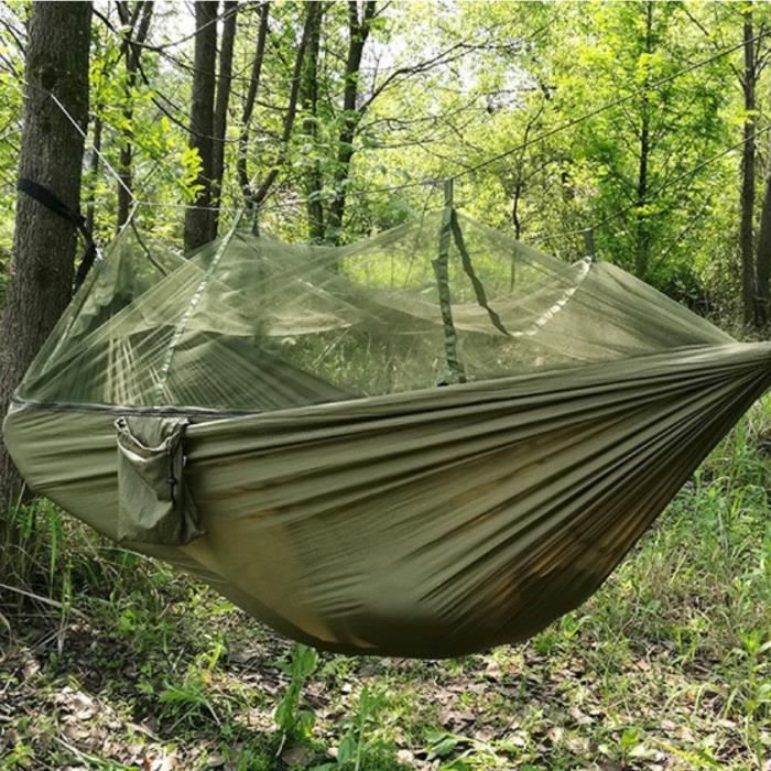 Jungle Hamac Moustiquaire Camping Voyage Parachute à Suspendre Tente de Lit ArmyGreen