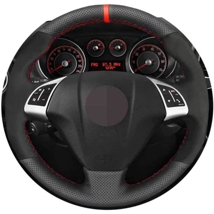 Couvre-Volant de Voiture Noir Point à la Main, adapté pour Fiat Punto Bravo Linea 2007-2019 Qubo Doblo 2008-2015 Grande Punto 1128