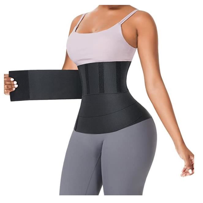 Wrap Waist Trainer pour Femme Bande d'entraînement à la Taille enveloppante, Corset de Sport Noir