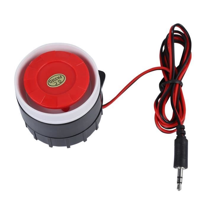 120dB 12V DC Mini-Rouge filaire Corne sirène sonore Système d'alarme Klaxon pour la maison de sécurité