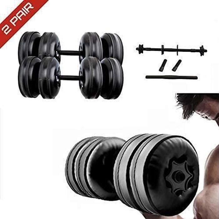 2 PCS Haltères Réglables 25kg Remplis D'eau Barbells Équipement De Fitness Écologique
