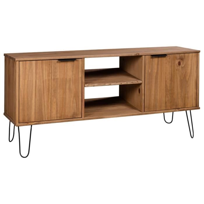 INGSHOP© Meuble TV New York Range Bois clair Bois de pin massif
