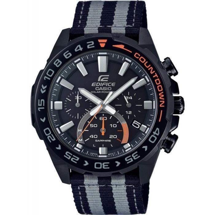 Casio Edifice Montre Homme Chrono Acier Nylon Noir