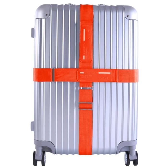 DAMILY® Sangle de bagage ceinture de reliure de bagages velcro de ceinture d'emballage-orange