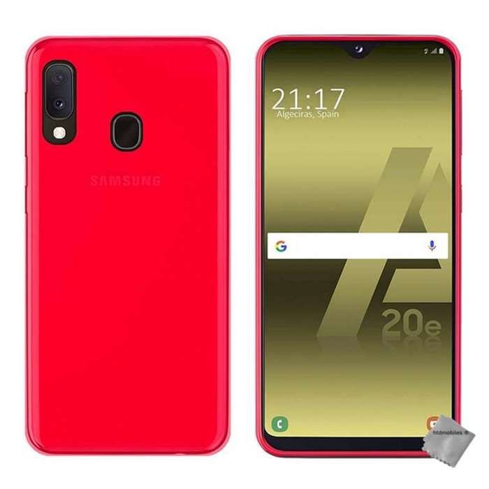Coque silicone gel fine pour Samsung Galaxy A20e + film ecran - ROUGE