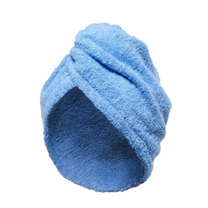LINANDELLE - Serviette de tête coton éponge fermeture élastique TURBAN - Noir - Adulte Femme