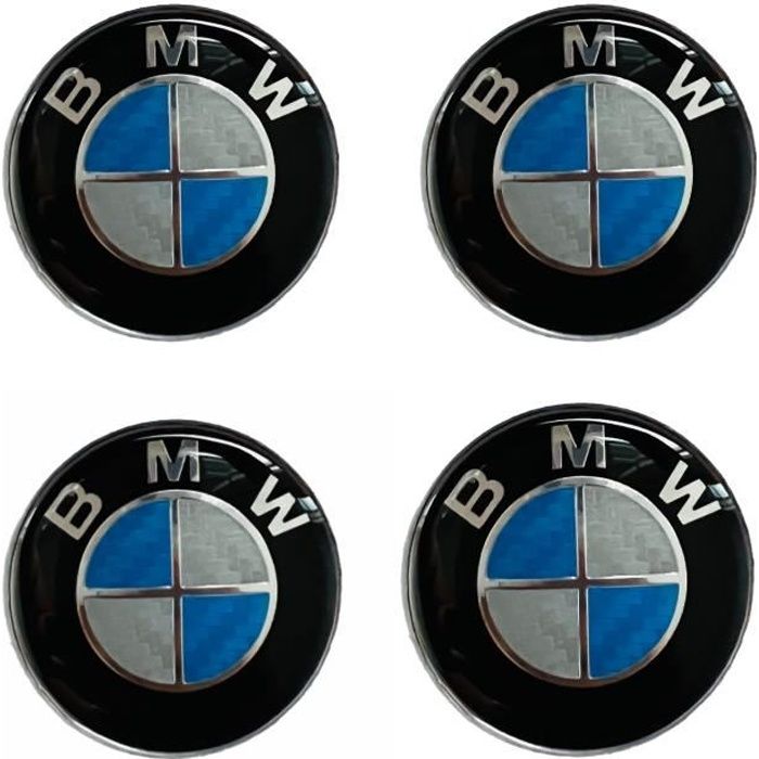 4pcs Logo Bmw 56mm Centre De Roue Cache Moyeu Jante Emblème Bleu carbone jantes Insigne - Accessoire auto