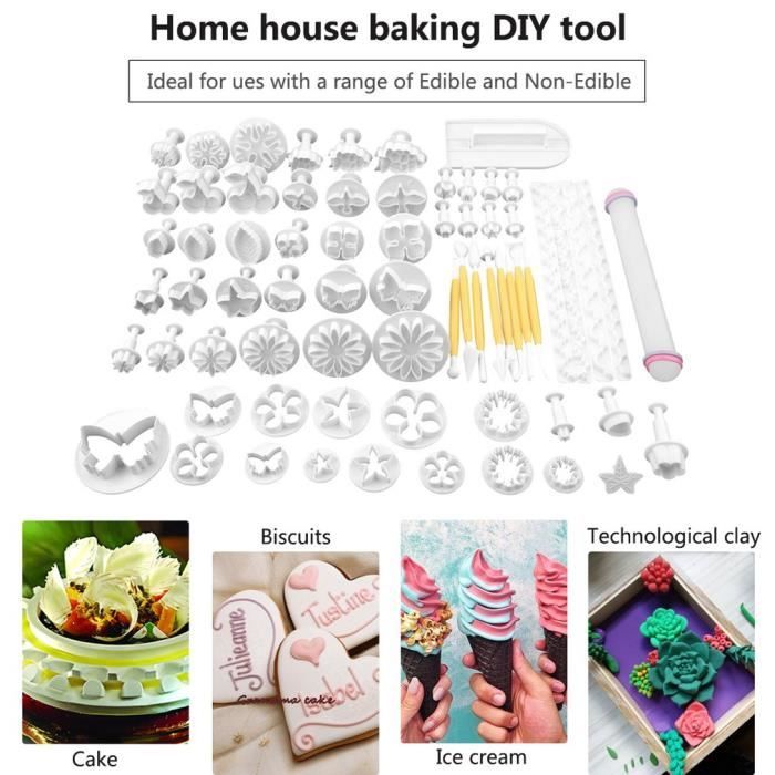 Set 68 Pièces Ustensile Patisserie Professionnelle, Outils de Modelage Fondant Kit Accessoire Cuisine DIY