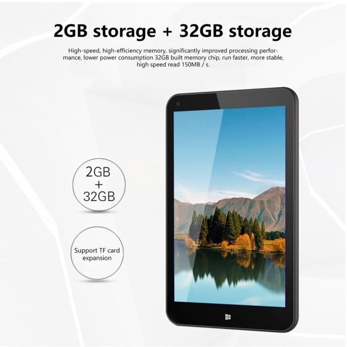 Tablette portable Windows 8 pouces 2G + 32G Tablette Pc
