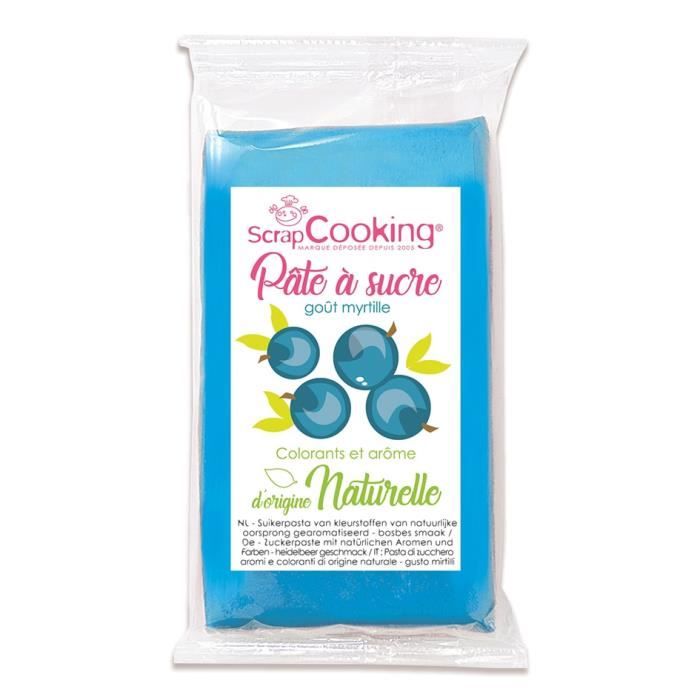 Pâte à sucre bleu goût myrtille 250g - Scrapcooking Bleu