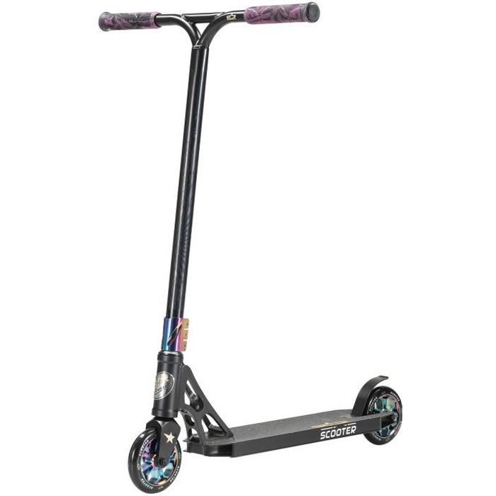 STAR SCOOTER professionnel Patinette-Trotinette Freestyle enfants de 8 ans - Patinette 120mm aluminium avec HIC - Noir Chrome
