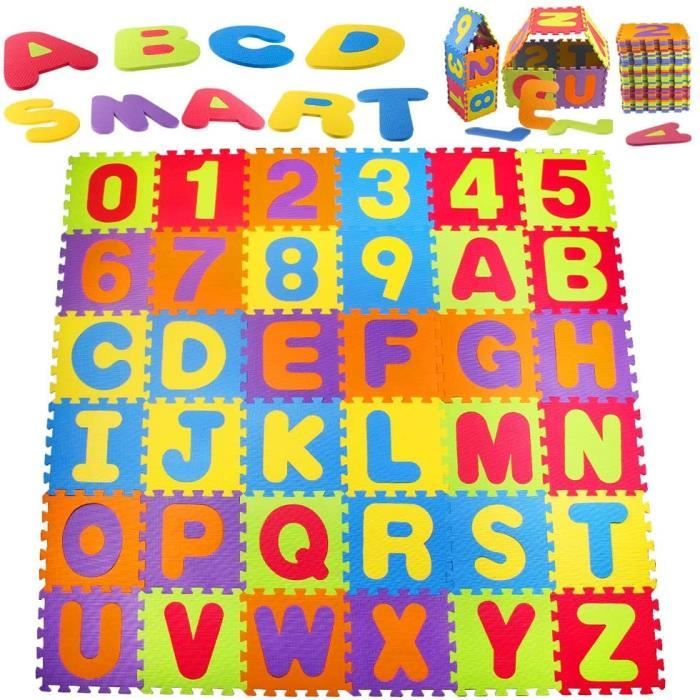 Stillcool® 36pcs Tapis PUZZLE 30x30cm en Mousse PR bébé Enfant Multicolore alphabet et chiffres Jeu éducatif