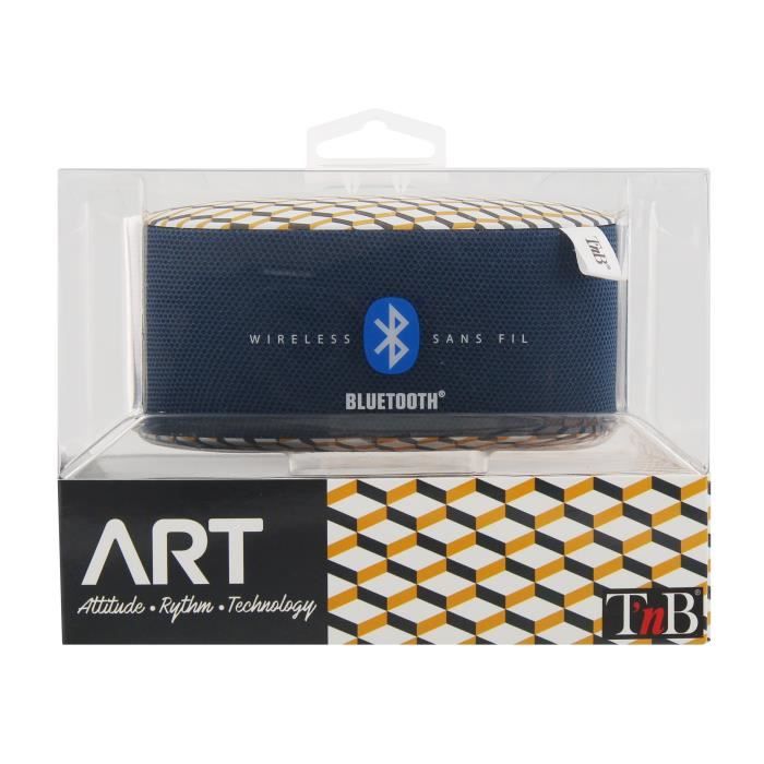 T'NB Art Geometrik Enceinte nomade bluetooth - 5W - Bleu / Jaune
