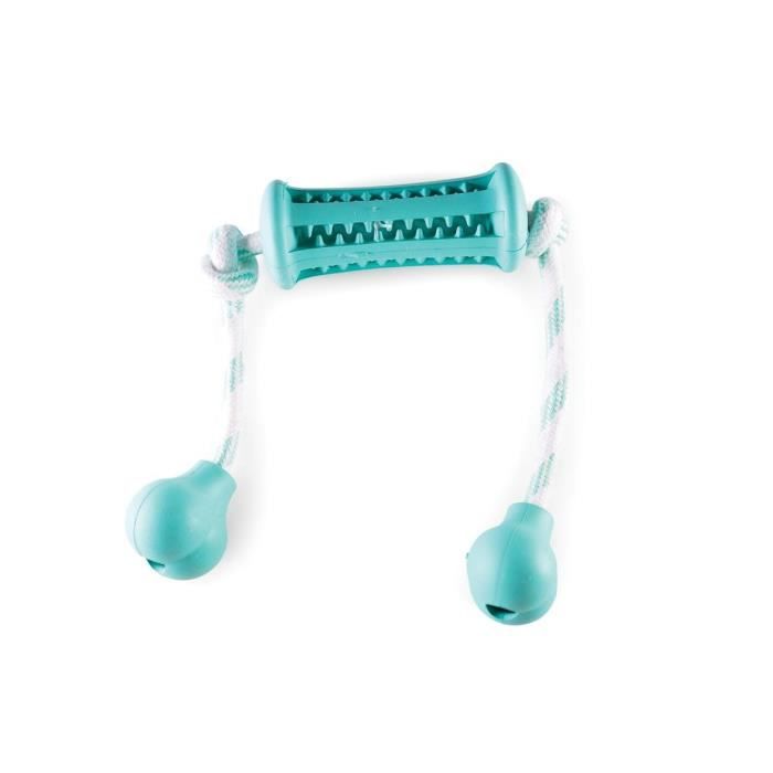 VADIGRAN Jouet caoutchouc Dental os & corde menthe - 37 cm - Pour chien