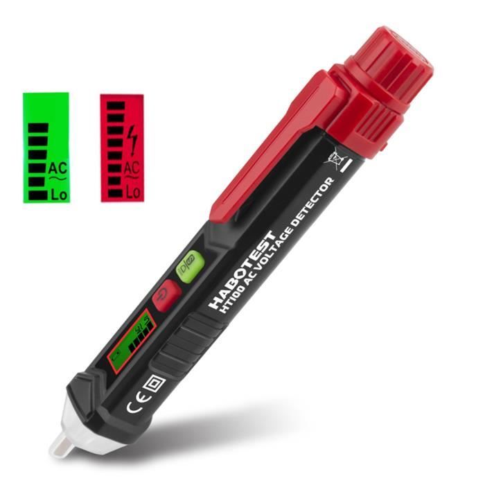 Détecteur de Tension sans Contact, Testeur Electrique stylo testeur de tension, avec Sensibilité Réglable Écran LCD, Lampe de Poche