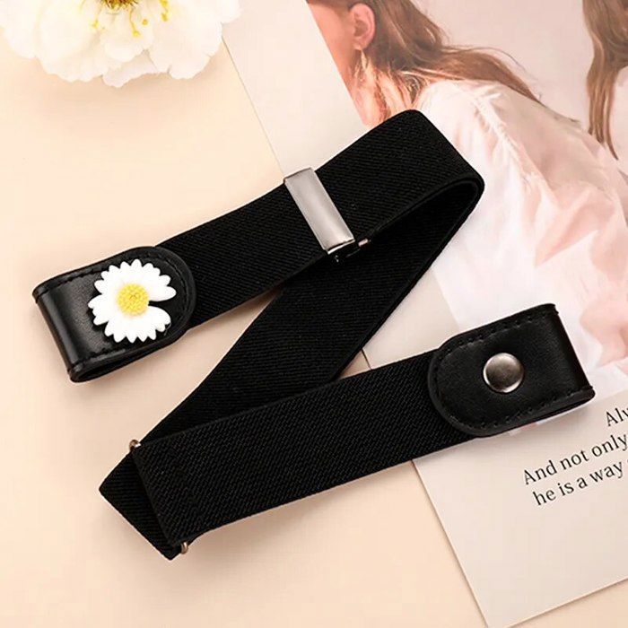 Ceinture Femme Sans Boucle En Cuir Réglable Invisible Élastique - Fine Pour Jeans Et Robes