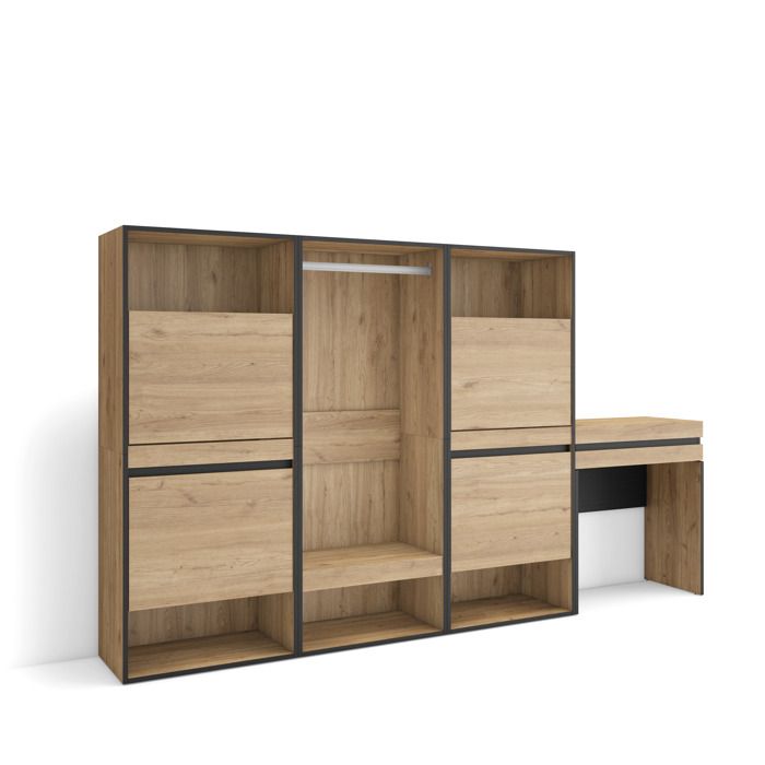 Meuble à Chaussures 250x35x145 cm Chambre à coucher pièce Vestiaire ouvert Coiffeuse Chêne RF3550 Meuble à Chaussures 250x35x145 cm Chambre à coucher pièce Vestiaire ouvert Coiffeuse Chêne RF3550