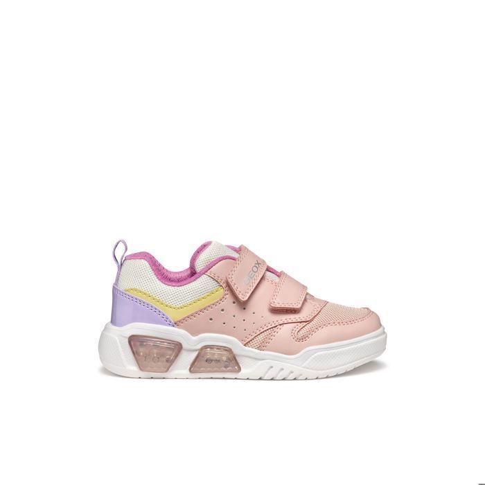 Geox Geox Illuminus A - Baskets basses fille lumineuses rose scratch semelle amortie