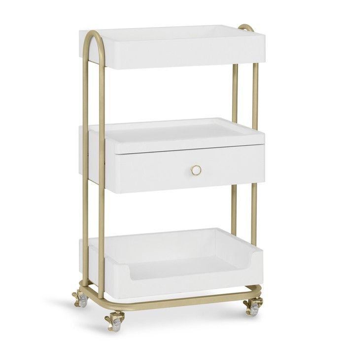 CHARIOT DE RANGEMENT Service Salon Coiffure Salle De Bain 2 Tablettes