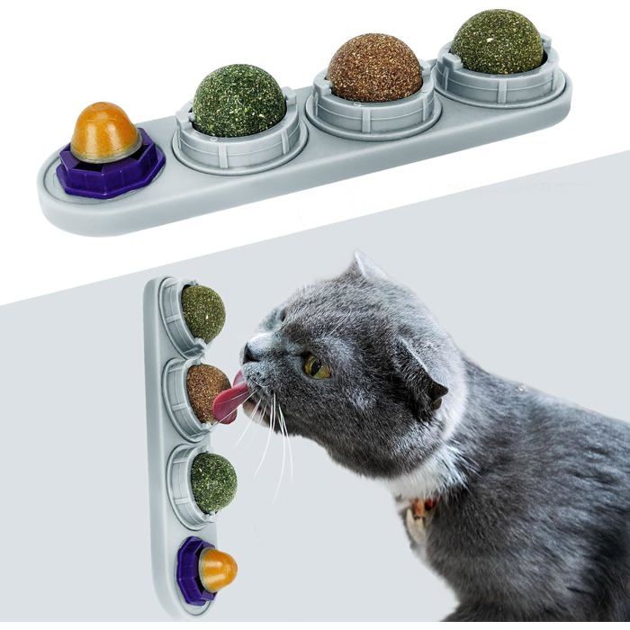 Boule dherbe à Chat pour Paquet 4 Jouets Morsure Chat Jouets Comestibles Chaton Boules dÉnergie Supplémentaires pour Le