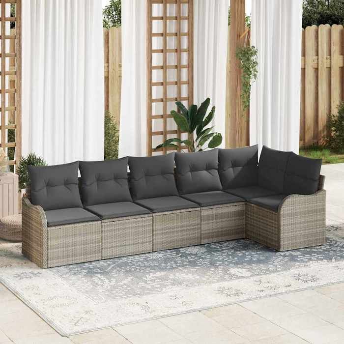 vidaXL Ensemble de 7 Pièces de Canapé de Jardin avec Coussins Rattan Poly - vue 3