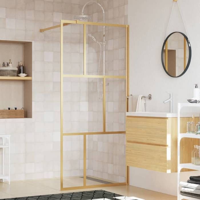Paroi de douche vidaXL Verre ESG Cadre doré 90x195 cm Ajustable - vue 2