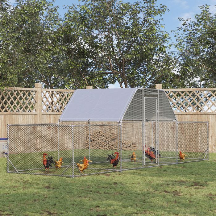 Comparer les prix de Enclos cage poulailler chenil volière extérieur 125 m² pour 12 à 15 poules 66 x 19 x 195 m acier galvanisé