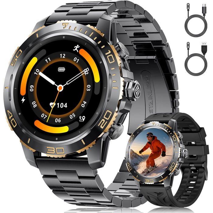 LIGE Montre Connectée Homme 1.43 AMOLED 800mAh Bluetooth 200+ Sports IP68 Étanche