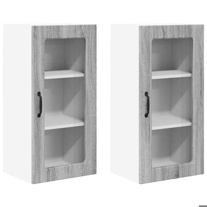 BEL-ACHAT* Meuble de stockage Moderne - design bas - Colonne de cuisine 2 pcs Gris Sonoma 40x31x80cm @Promo8269988