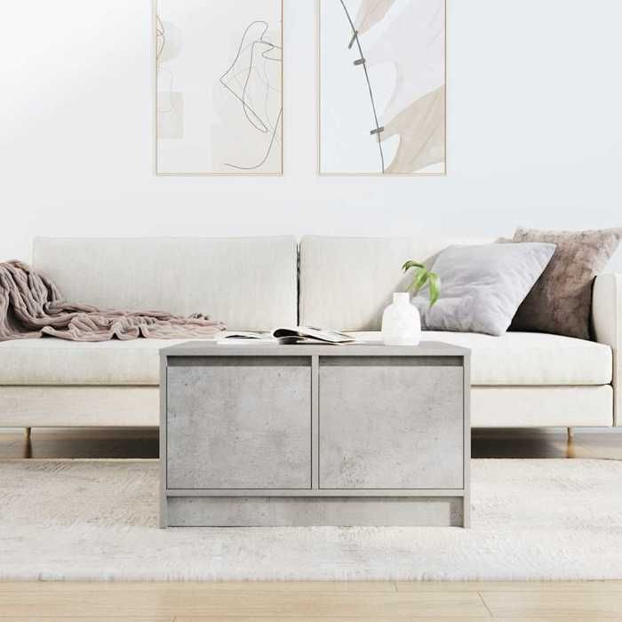 Table basse avec roulettes - vidaxl - Gris béton - 70 5x70x40 cm - 4 tiroirs - Bois dingénierie - Capacité 20 kg