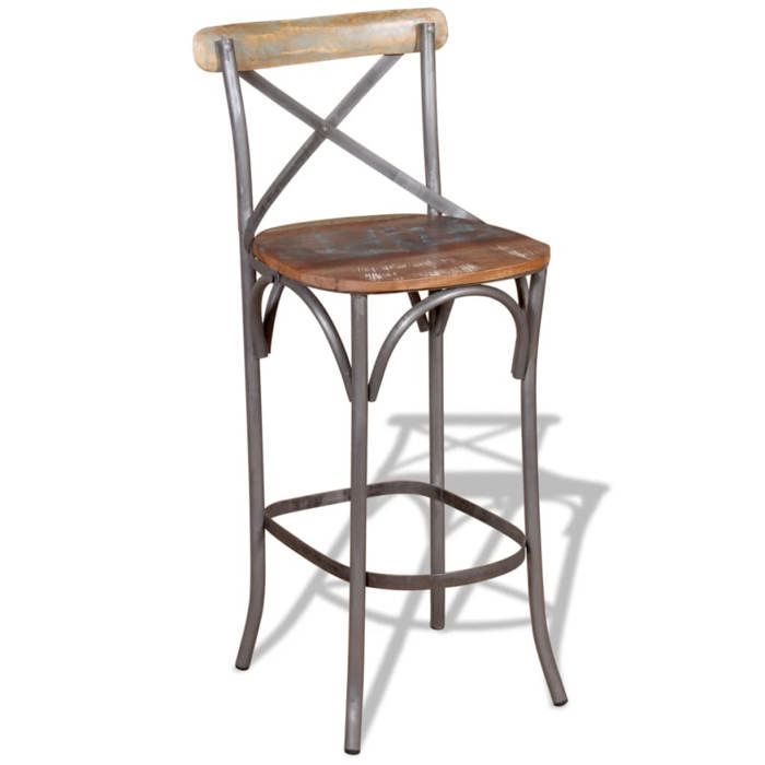 TOP 2026 Tabouret de bar - 1 PC - Pour 1 personne - Bois de récupération massif - 45x45x110 cm TT15
