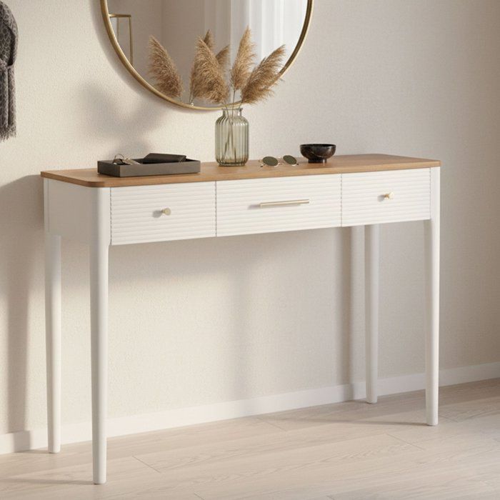 Console Crypto Dmora en bois blanc 37x107x80h cm Console Crypto Dmora en bois blanc 37x107x80h cm