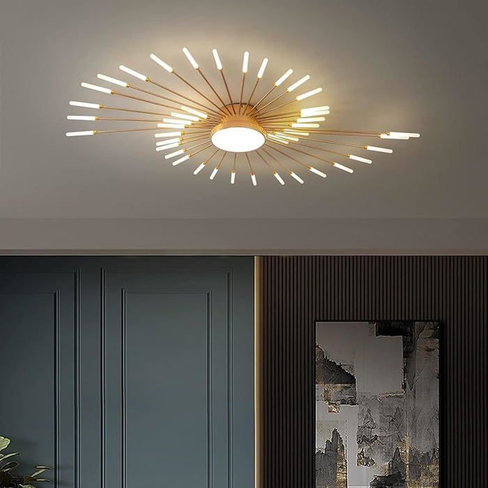 JTY Plafonnier LED moderne 42 + 1 têtes plafonnier semi-encastré lustres dorés éclairage de plafond pour chambre salon cuisi LUSTRE