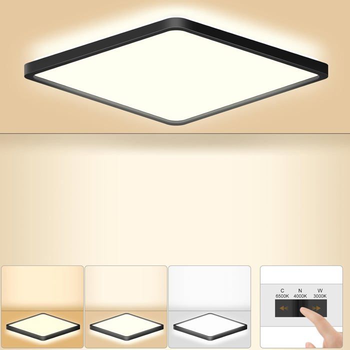 Plafonnier LED moderne-KAL-Plafonnier LED 18W 1800Lm 3000K-6500K Carré Étanche pour Salle de Bain Salon Chambre Cuisine Plafonnier LED moderne-KAL-Plafonnier LED 18W 1800Lm 3000K-6500K Carré Étanche pour Salle de Bain Salon Chambre Cuisine