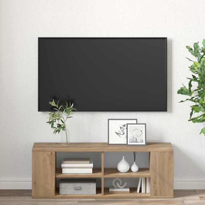 Cabinet TV - Marron - Ensemble Meuble TV - Chêne artisanal 102x35x35 cm T4441