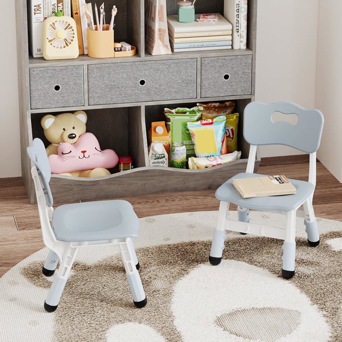 Chaises réglables enfants - LUNSY - Hauteur réglable 26-30 cm - Capacité 50 kg - Dossier incurvé - Pieds antidérapants