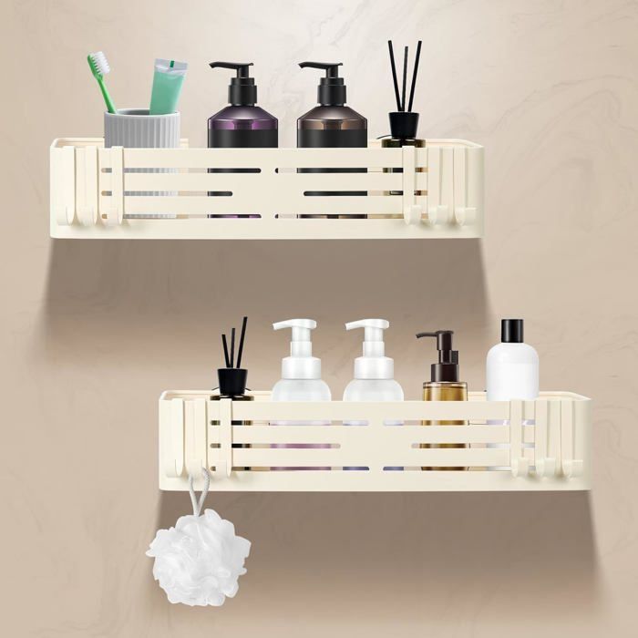Étagère de douche sans perçage - SWAPY - Lot de 2 - Ventouses puissantes - Aluminium inoxydable